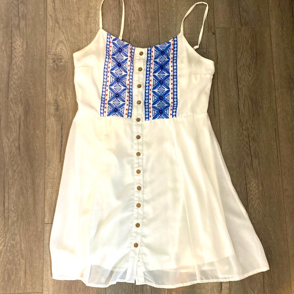 Charming Charlie red white and blue embroidered mini dress ❤️⚪️💙